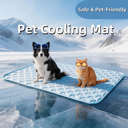 MIXJOY Cooling Mat for All Size Dog Q-Max>0.5 Instant Temp Drop Dog Cooling Mats Cooling Pad for Dog- Indoor Outdoor Travel Use Snag Resistant Machine Washable& Anti-Slip Blue #Summervibes