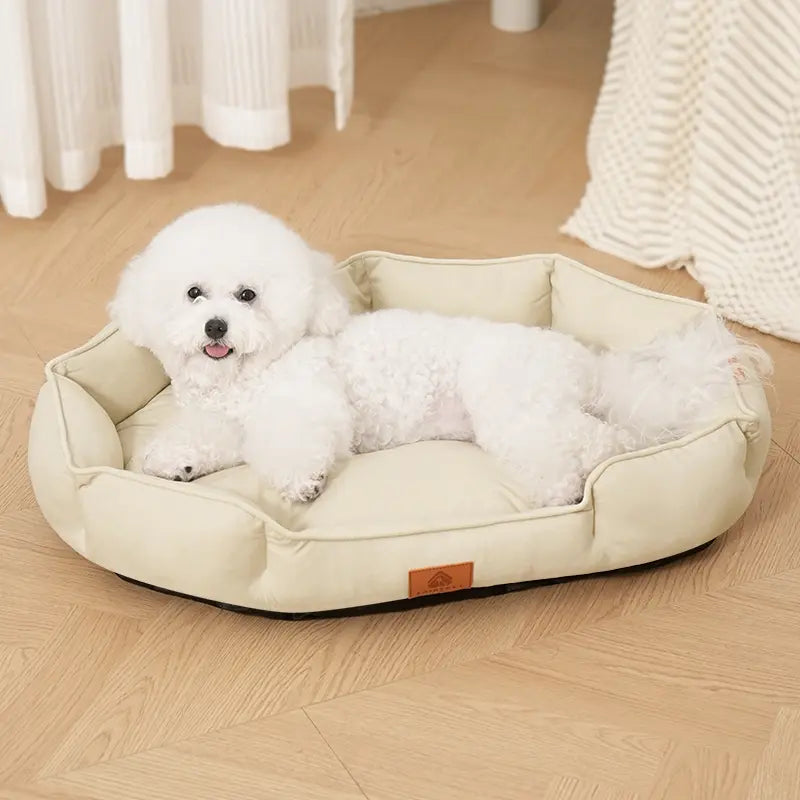 All-Season Luxury Dog Bed with Anti-Slip Base and Washable Plush Pillow for Cats and Dogs