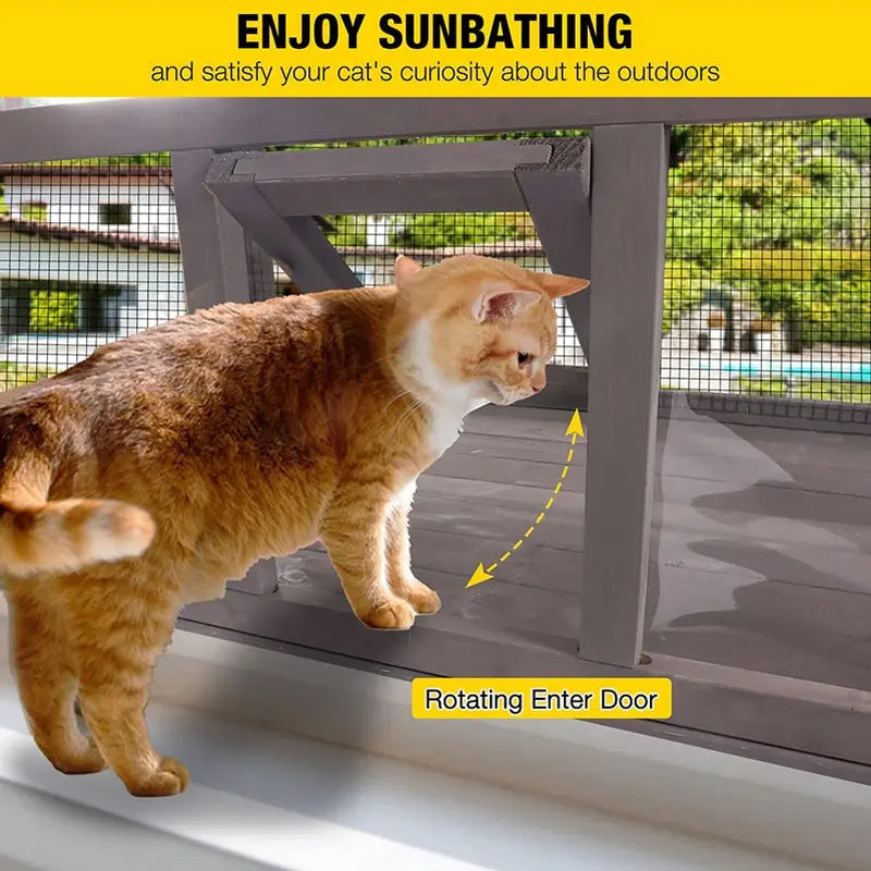 Aivituvin-Air7016 Wooden Cat Window Catio | Waterproof Roof Outdoorfun