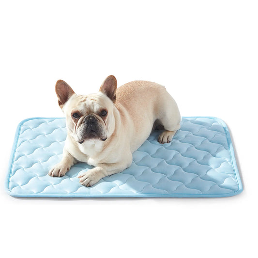MIXJOY Cooling Mat for All Size Dog Q-Max>0.5 Instant Temp Drop Dog Cooling Mats Cooling Pad for Dog- Indoor Outdoor Travel Use Snag Resistant Machine Washable& Anti-Slip Blue #Summervibes