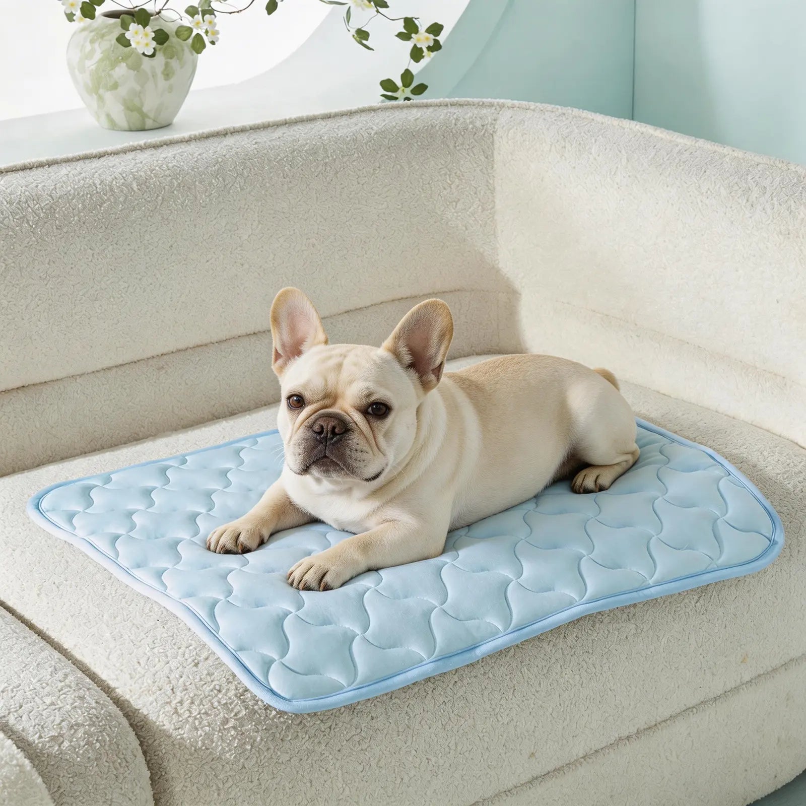 MIXJOY Cooling Mat for All Size Dog Q-Max>0.5 Instant Temp Drop Dog Cooling Mats Cooling Pad for Dog- Indoor Outdoor Travel Use Snag Resistant Machine Washable& Anti-Slip Blue #Summervibes