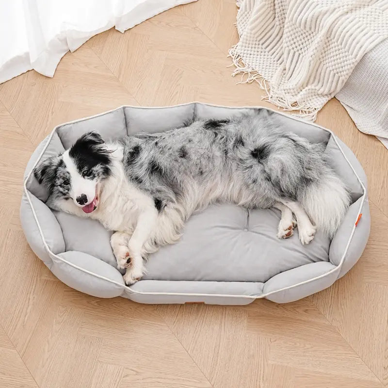 All-Season Luxury Dog Bed with Anti-Slip Base and Washable Plush Pillow for Cats and Dogs