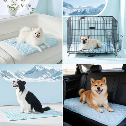 MIXJOY Cooling Mat for All Size Dog Q-Max>0.5 Instant Temp Drop Dog Cooling Mats Cooling Pad for Dog- Indoor Outdoor Travel Use Snag Resistant Machine Washable& Anti-Slip Blue #Summervibes
