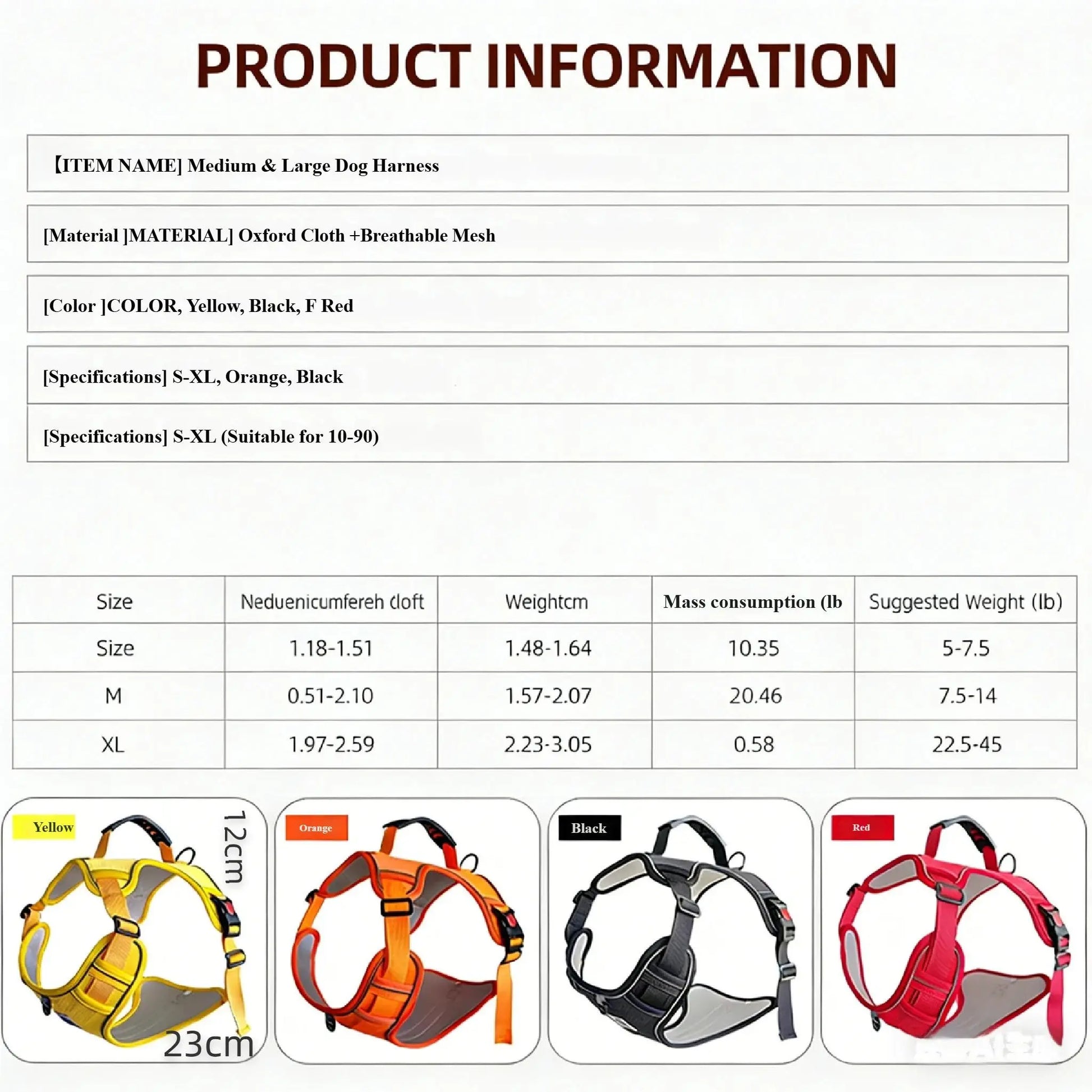 No Pull Reflective Dog Harness Adjustable Breathable Pet Chest Strap for Outdoor Walking