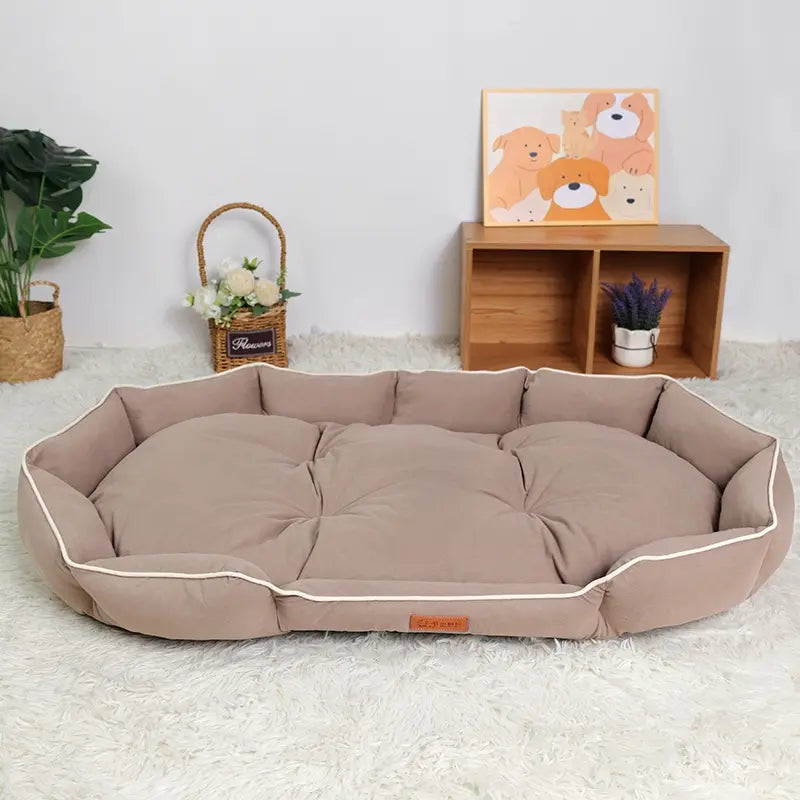 All-Season Luxury Dog Bed with Anti-Slip Base and Washable Plush Pillow for Cats and Dogs