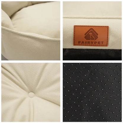 All-Season Luxury Dog Bed with Anti-Slip Base and Washable Plush Pillow for Cats and Dogs