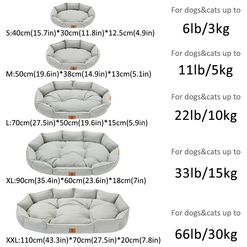 All-Season Luxury Dog Bed with Anti-Slip Base and Washable Plush Pillow for Cats and Dogs