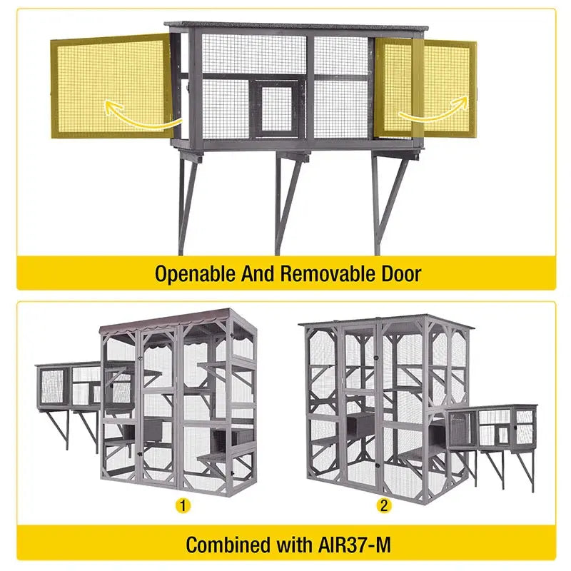 Aivituvin-Air7016 Wooden Cat Window Catio | Waterproof Roof Outdoorfun