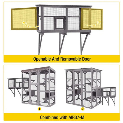 Aivituvin-Air7016 Wooden Cat Window Catio | Waterproof Roof Outdoorfun