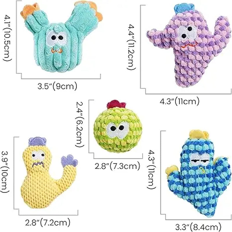 Pawsible 5 Pack Colorful Cactus Cat Toy Set, 100% Premium Cat Herb Filling, Natural Stimulation for Cats, Soft Teething Toys, Perfect Kitten Toys