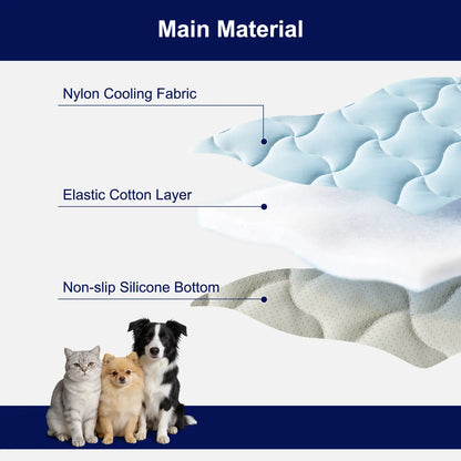 MIXJOY Cooling Mat for All Size Dog Q-Max>0.5 Instant Temp Drop Dog Cooling Mats Cooling Pad for Dog- Indoor Outdoor Travel Use Snag Resistant Machine Washable& Anti-Slip Blue #Summervibes