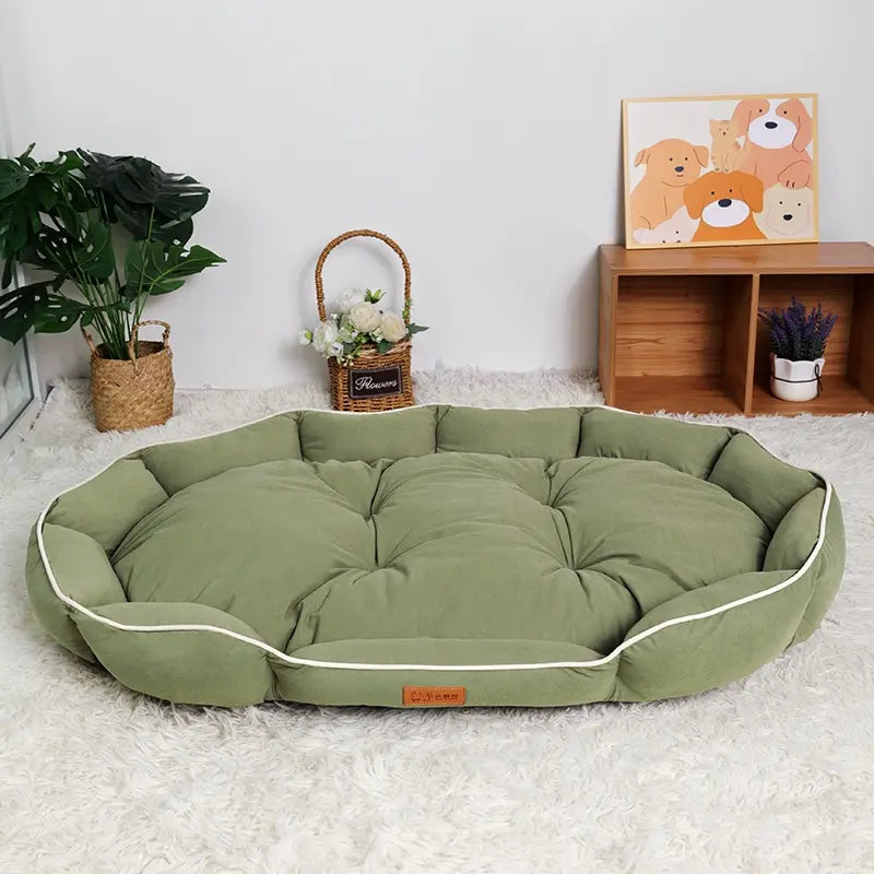 All-Season Luxury Dog Bed with Anti-Slip Base and Washable Plush Pillow for Cats and Dogs