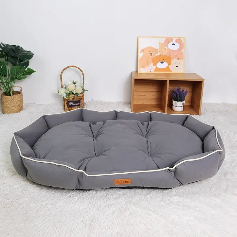 All-Season Luxury Dog Bed with Anti-Slip Base and Washable Plush Pillow for Cats and Dogs