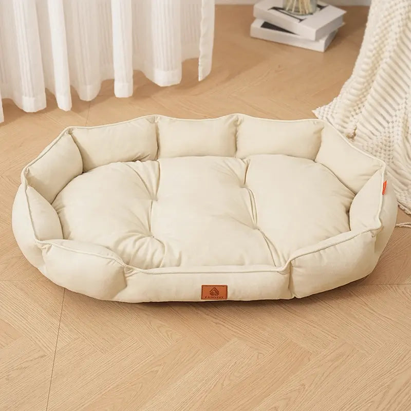 All-Season Luxury Dog Bed with Anti-Slip Base and Washable Plush Pillow for Cats and Dogs